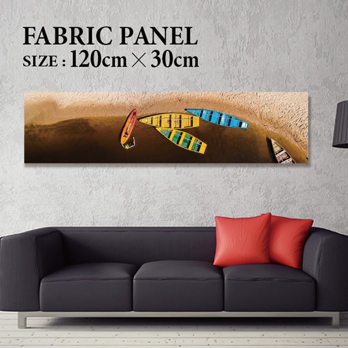Rakuten - ファブリックパネル 120x30cm 飾るだけでお洒落に！ アートパネル ヤシ 部屋 インテリア アート パネル ボード 雑貨 フレーム 人気 壁掛け サーフ DIY インテリア オシャレ ソファー ウォール 北欧 壁紙 空 サーフィン 雲 青空 綺麗 青 水色 海 うみ