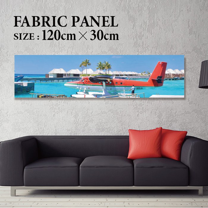 Rakuten - ファブリックパネル 120x30cm 飾るだけでお洒落に！ アートパネル ヤシ 部屋 インテリア アート パネル ボード 雑貨 フレーム 人気 壁掛け サーフ DIY インテリア オシャレ ソファー ウォール 北欧 壁紙 空 サーフィン 雲 青空 綺麗 青 水色 海 うみ