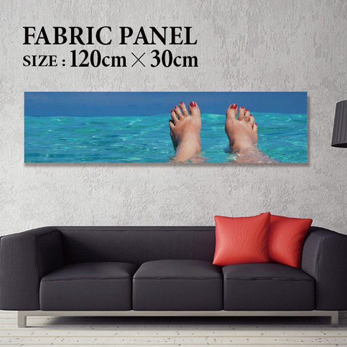 Rakuten - ファブリックパネル 120x30cm 飾るだけでお洒落に！ アートパネル ヤシ 部屋 インテリア アート パネル ボード 雑貨 フレーム 人気 壁掛け サーフ DIY インテリア オシャレ ソファー ウォール 北欧 壁紙 空 サーフィン 雲 青空 綺麗 青 水色 海 うみ