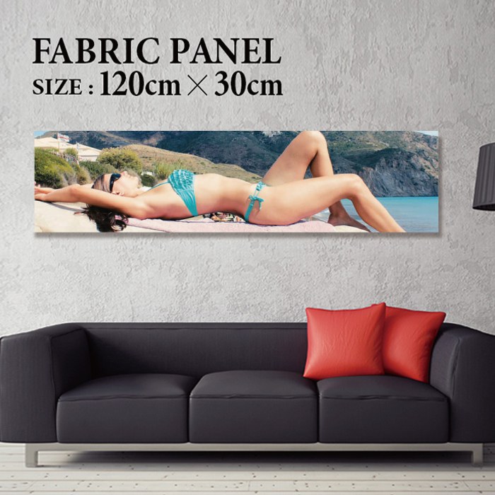 乐天商城 - ファブリックパネル 120x30cm 飾るだけでお洒落に！ アートパネル ヤシ 部屋 インテリア アート パネル ボード 雑貨 フレーム 人気 壁掛け サーフ DIY インテリア オシャレ ソファー ウォール 北欧 壁紙 空 サーフィン 雲 青空 綺麗 青 水色 海 うみ