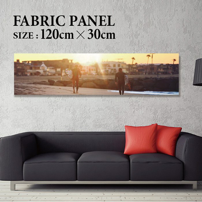 ファブリックパネル 120x30cm 飾るだけでお洒落に！ アートパネル ヤシ 部屋 インテリア アート パネル ボード 雑貨 フレーム 人気 壁掛け サーフ DIY インテリア オシャレ ソファー ウォール 北欧 壁紙 空 サーフィン 雲 青空 綺麗 青 水色 海 うみ