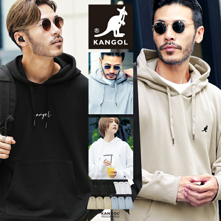 【送料無料】カンゴール パーカー メンズ スウェット◆KANGOL ワンポイント 刺繍 プルオーバーパーカー◆ブランド フーディ おしゃれ プルパーカー トレーナー フード オーバーサイズ ビッグシルエット ゆったり トップス 服 春服 黒 白