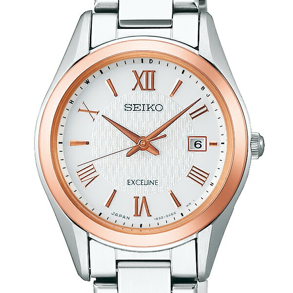 セイコー エクセリーヌ 電波ソーラー レディース 腕時計 チタン SWCW150 SEIKO シルバー×ピンクゴールド 時計