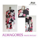 バラ柄ショルダー＆お袖レース使いシフォン長袖ワンピース★ALMAGORES【アルマゴレス】【イタリー】レディース★【スペシャルセール70 OFF】 全国送料無料 インポートセレクト海外直輸入セレブ個性的高級