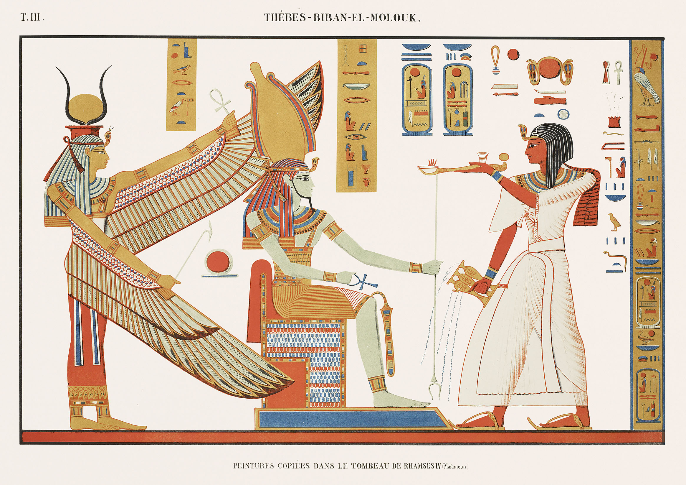 古代エジプト壁画 A3(297mm×420mm）アートポスター 日本製 絵画 インテリア 壁紙