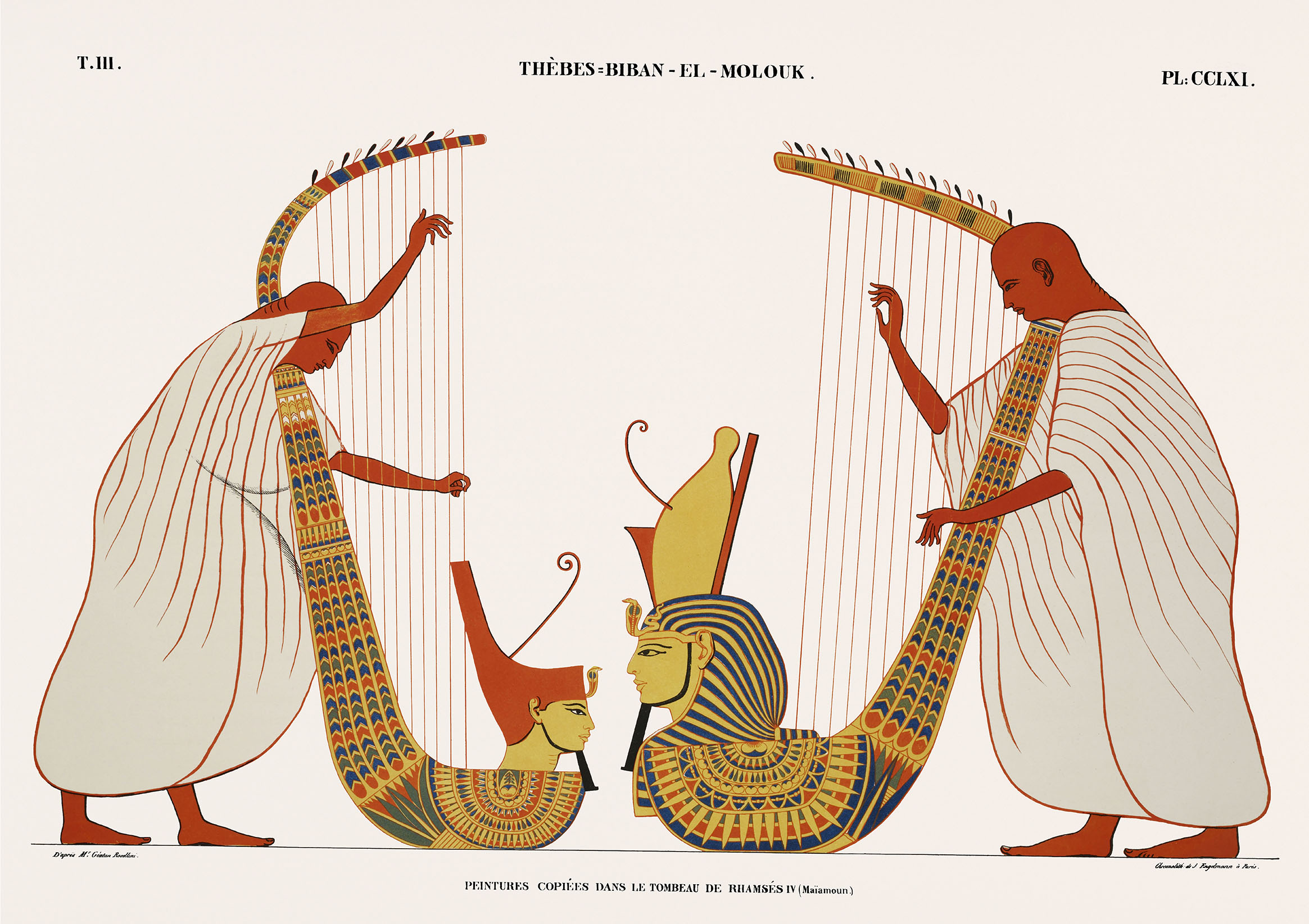 古代エジプト壁画　A2(420mm×594mm）アートポスター 日本製 絵画 インテリア 壁紙