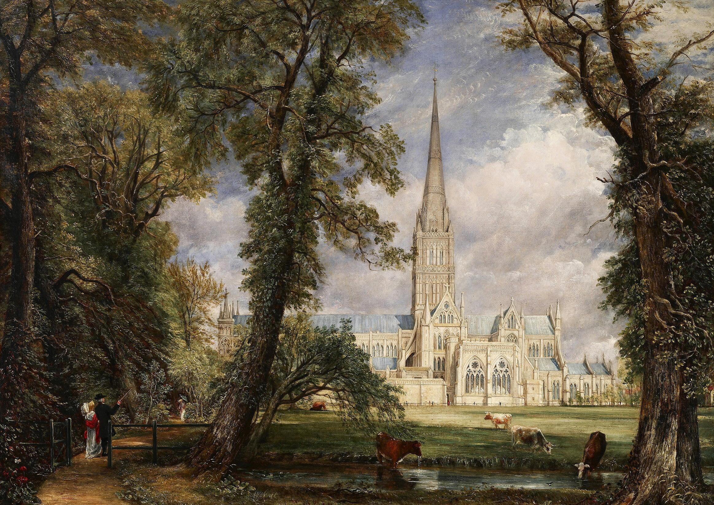 コンスタブル　主教の庭から見たソールズベリー大聖堂　A2(420mm×594mm）アートポスター 日本製 絵画 インテリア 壁紙