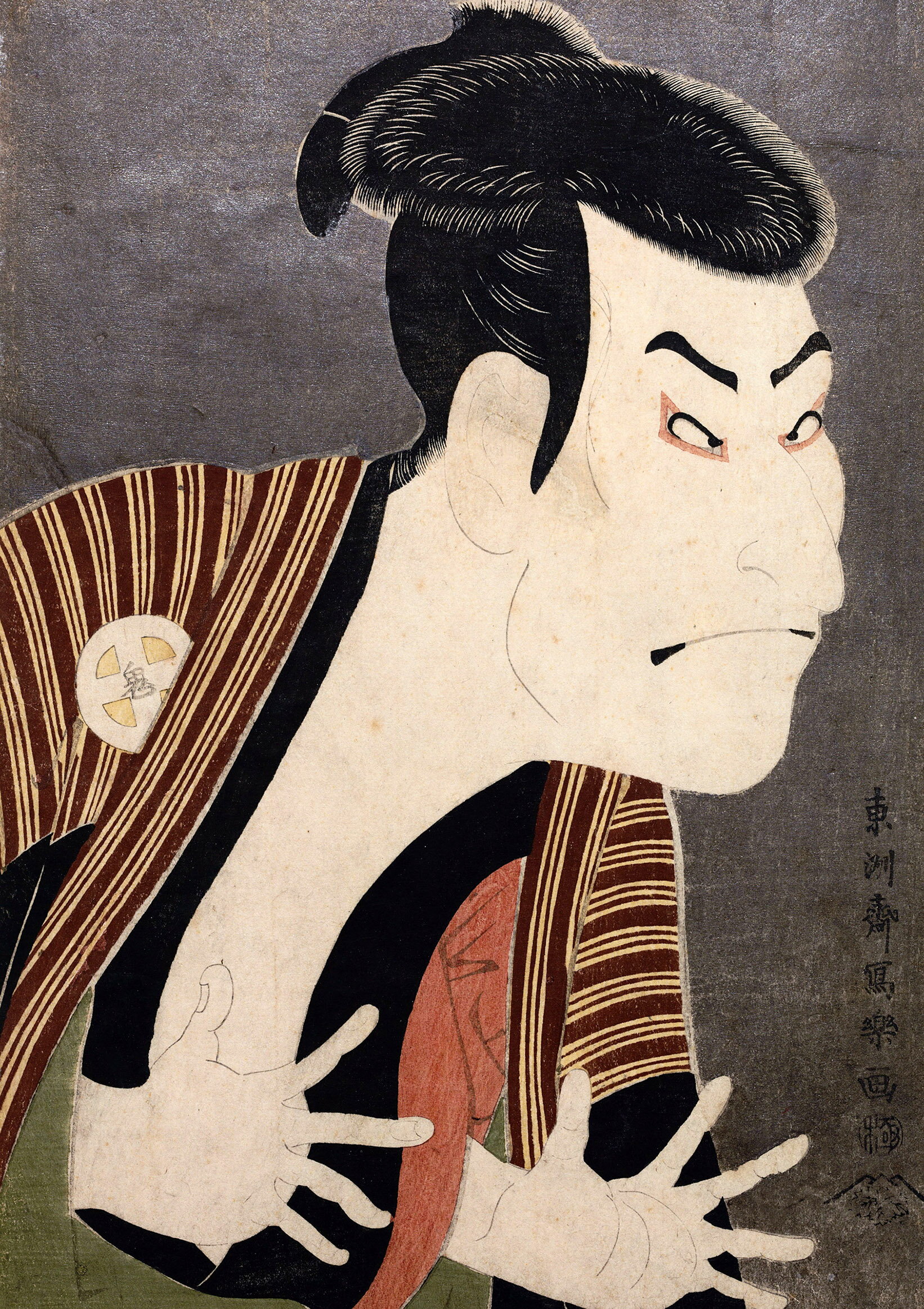 東洲斎写楽_三代目大谷鬼次の江戸　A2(420mm×594mm）アートポスター 日本製 絵画 インテリア 壁紙