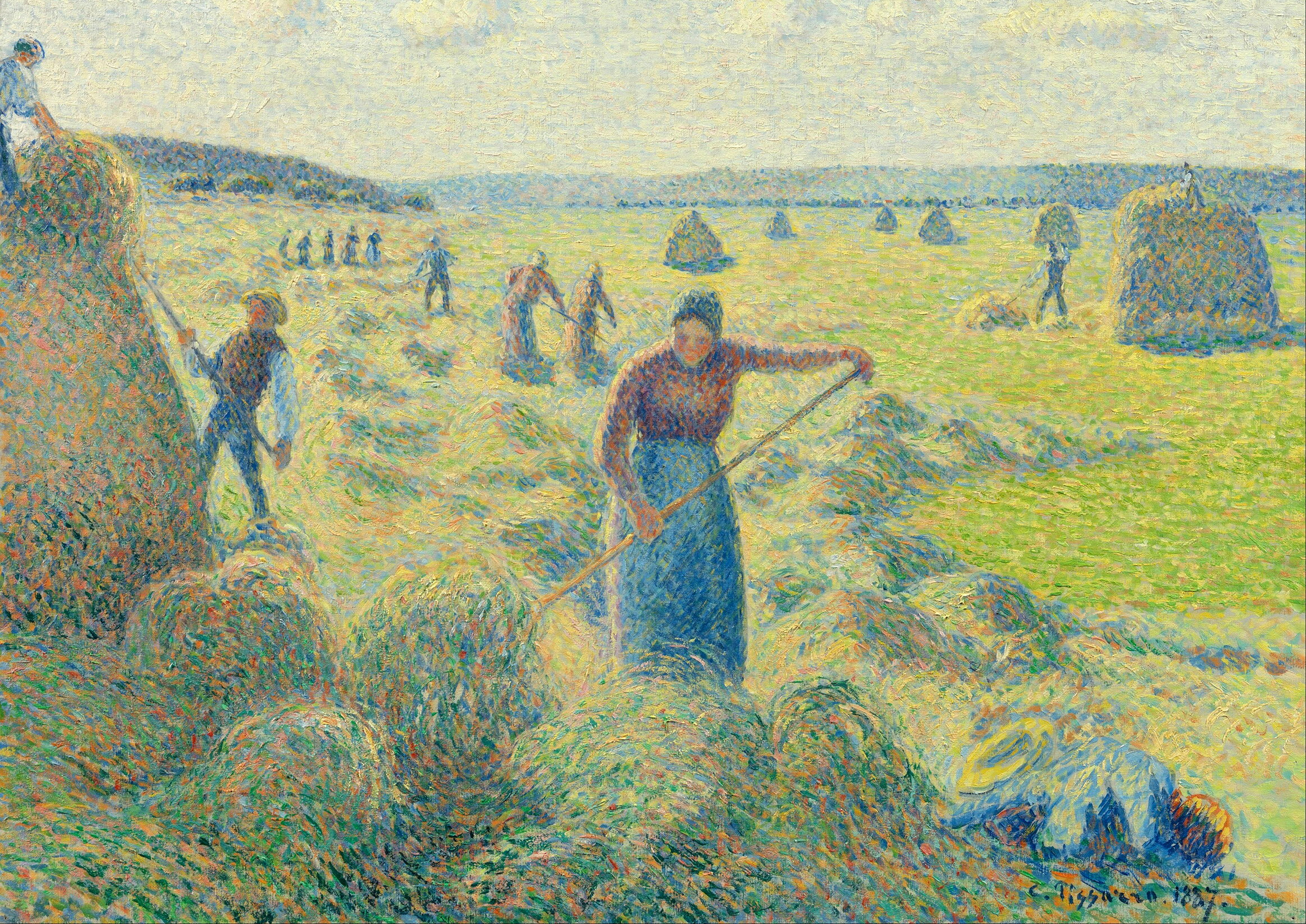 カミーユ・ピサロ　エラニーの干草の収穫 A3(297mm×420mm）アートポスター 日本製 絵画 インテリア 壁紙