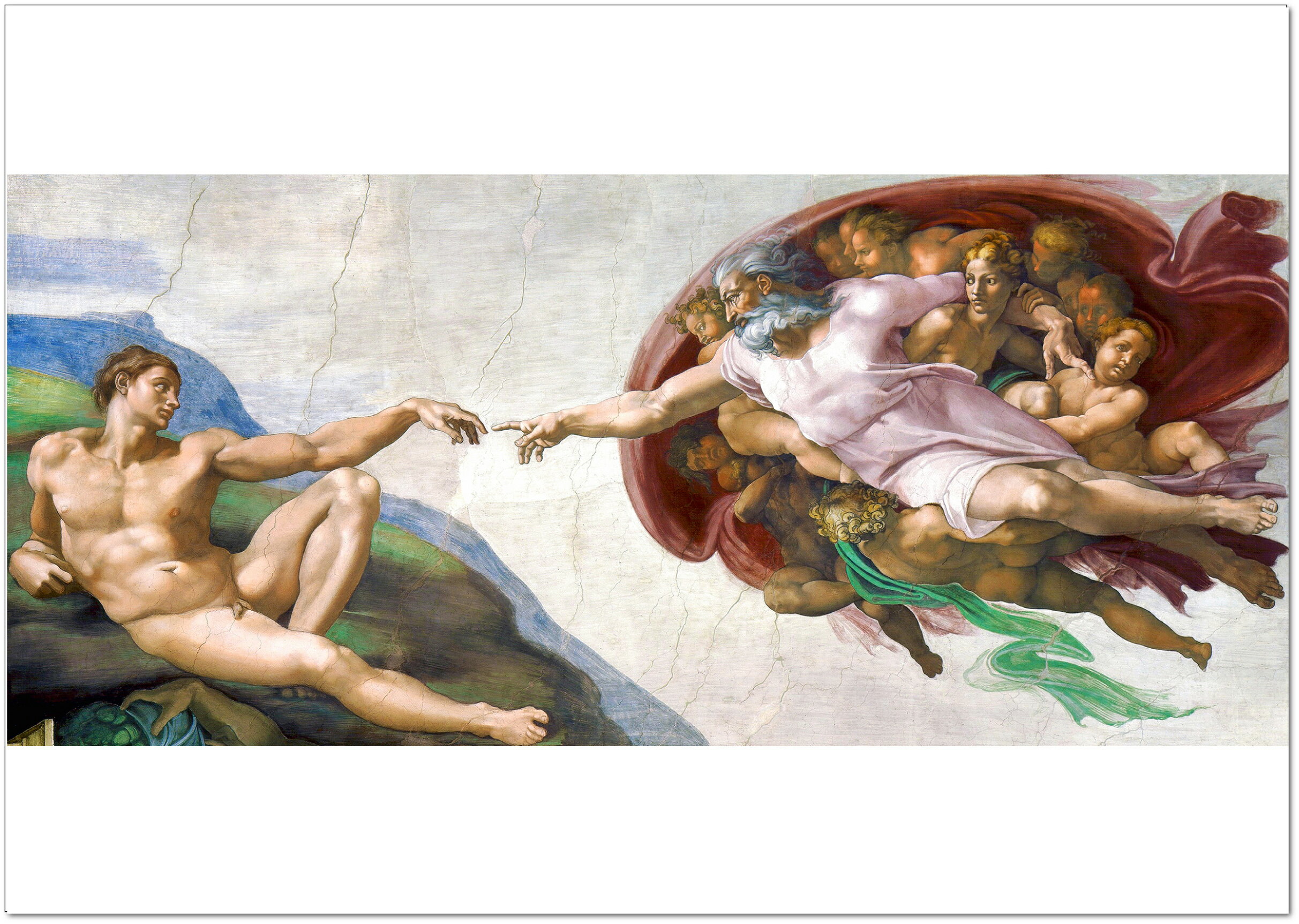 ミケランジェロ　アダムの創造　A2(420mm×594mm）アートポスター 日本製 絵画 インテリア 壁紙