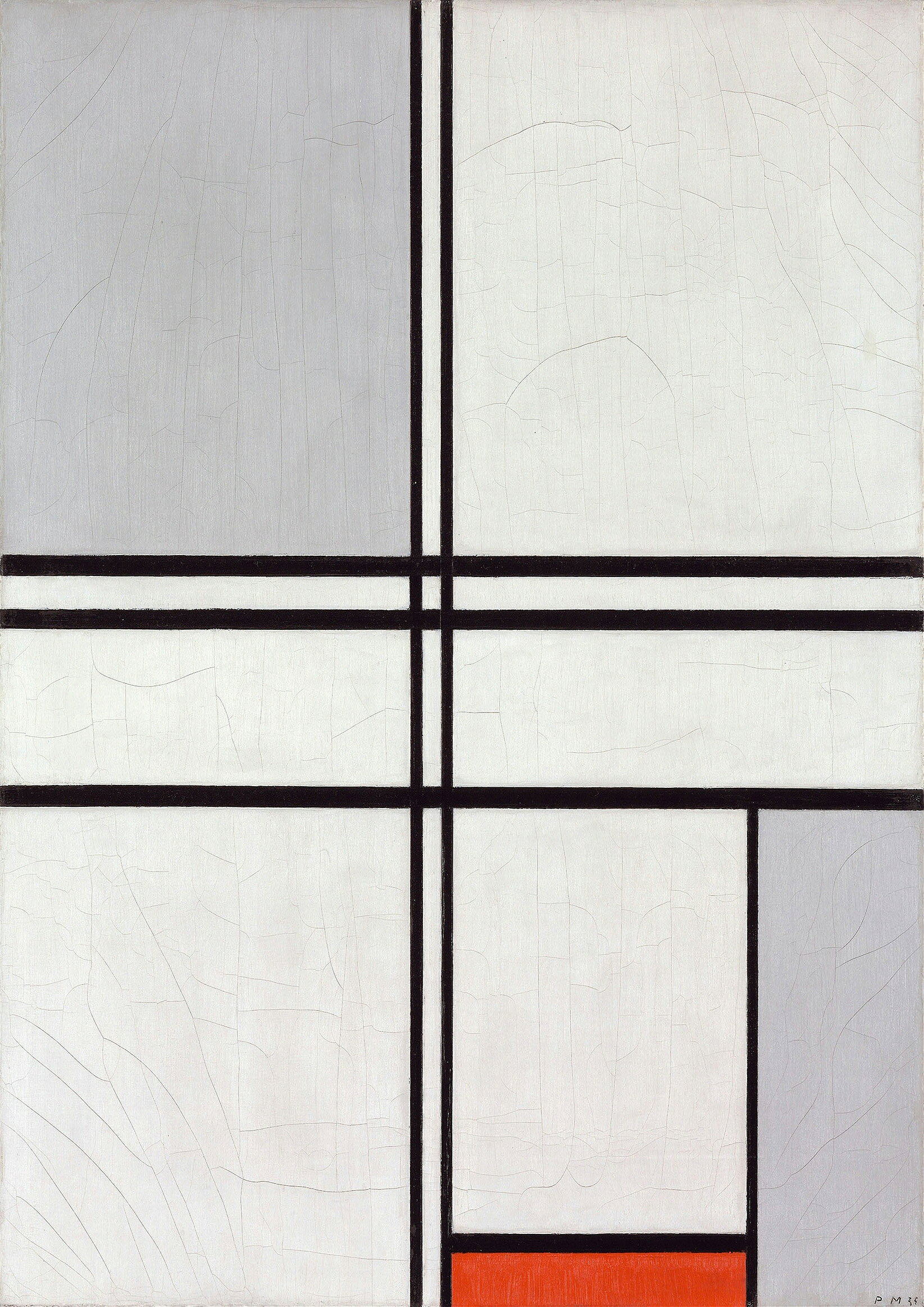 モンドリアン　赤と灰色のコンポジション　A3(297mm×420mm）アートポスター 日本製 絵画 インテリア 壁紙