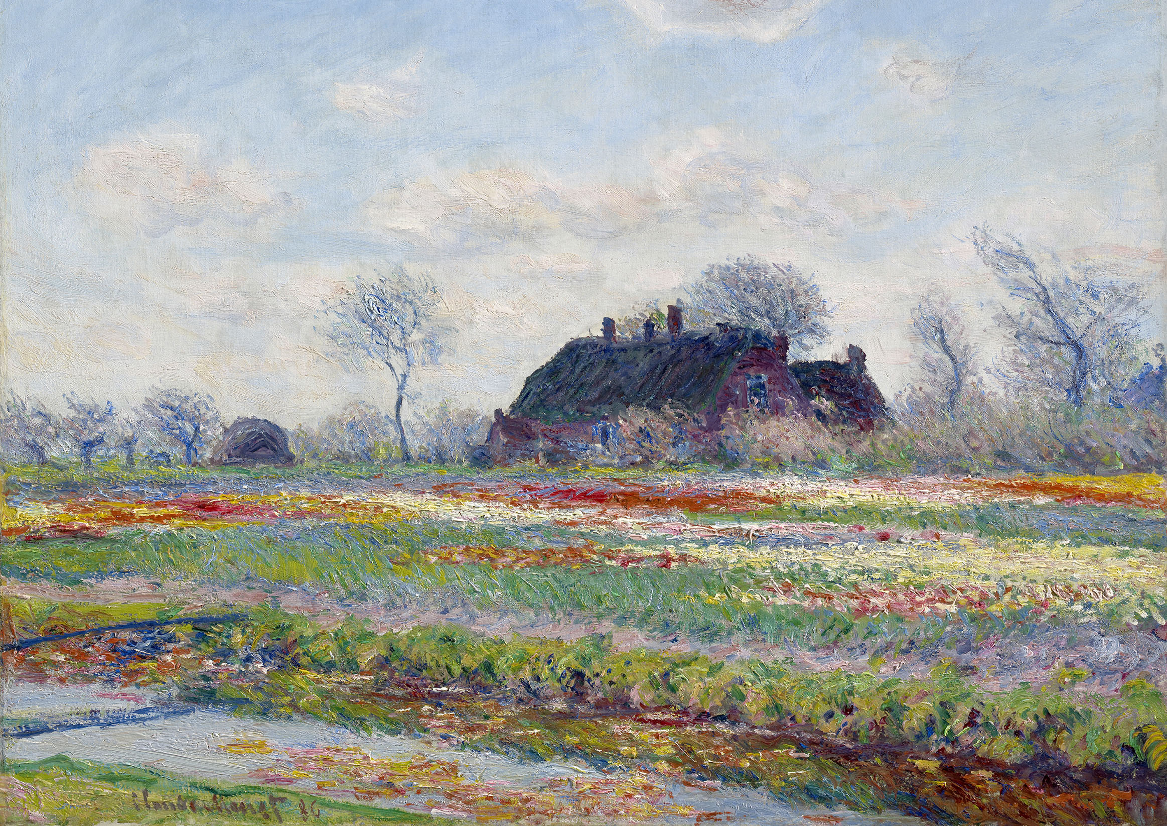 モネ ハーグ近郊のチューリップ畑 A1(594mm×841mm）アートポスター 日本製 絵画 インテリア 壁紙