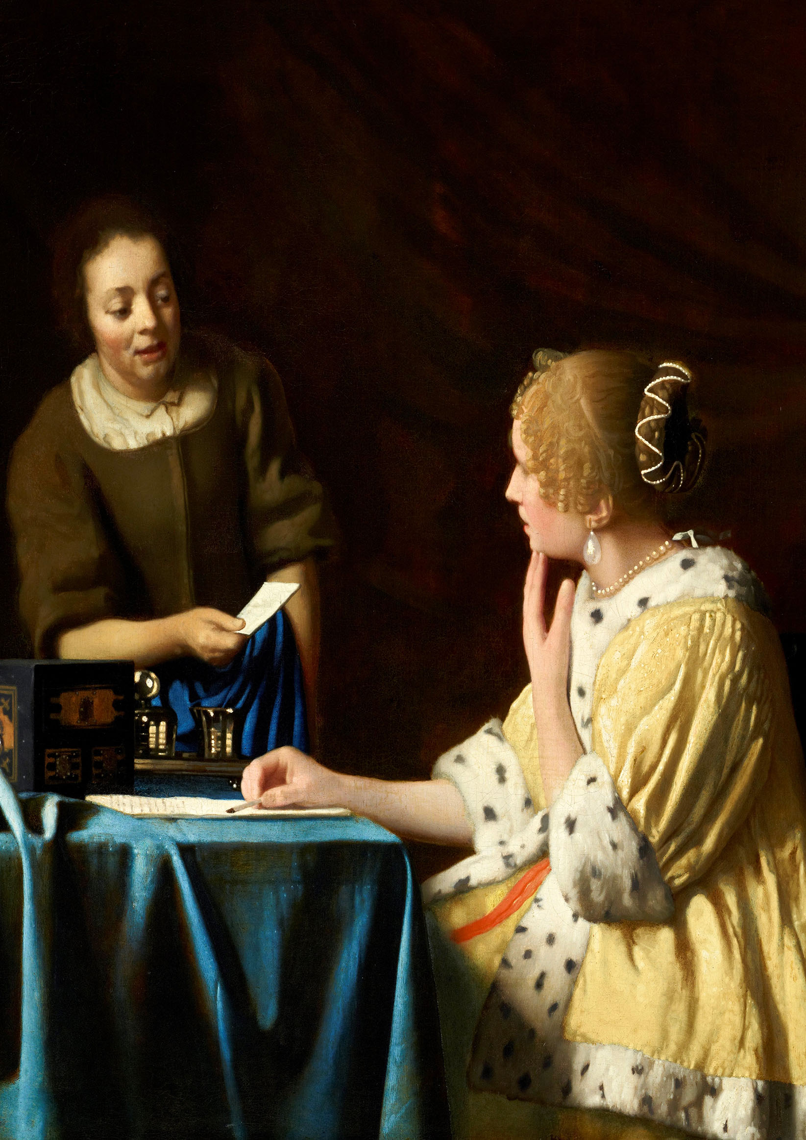 フェルメール　「婦人と召使」　A3(297mm×420mm）アートポスター 日本製 絵画 インテリア 壁紙