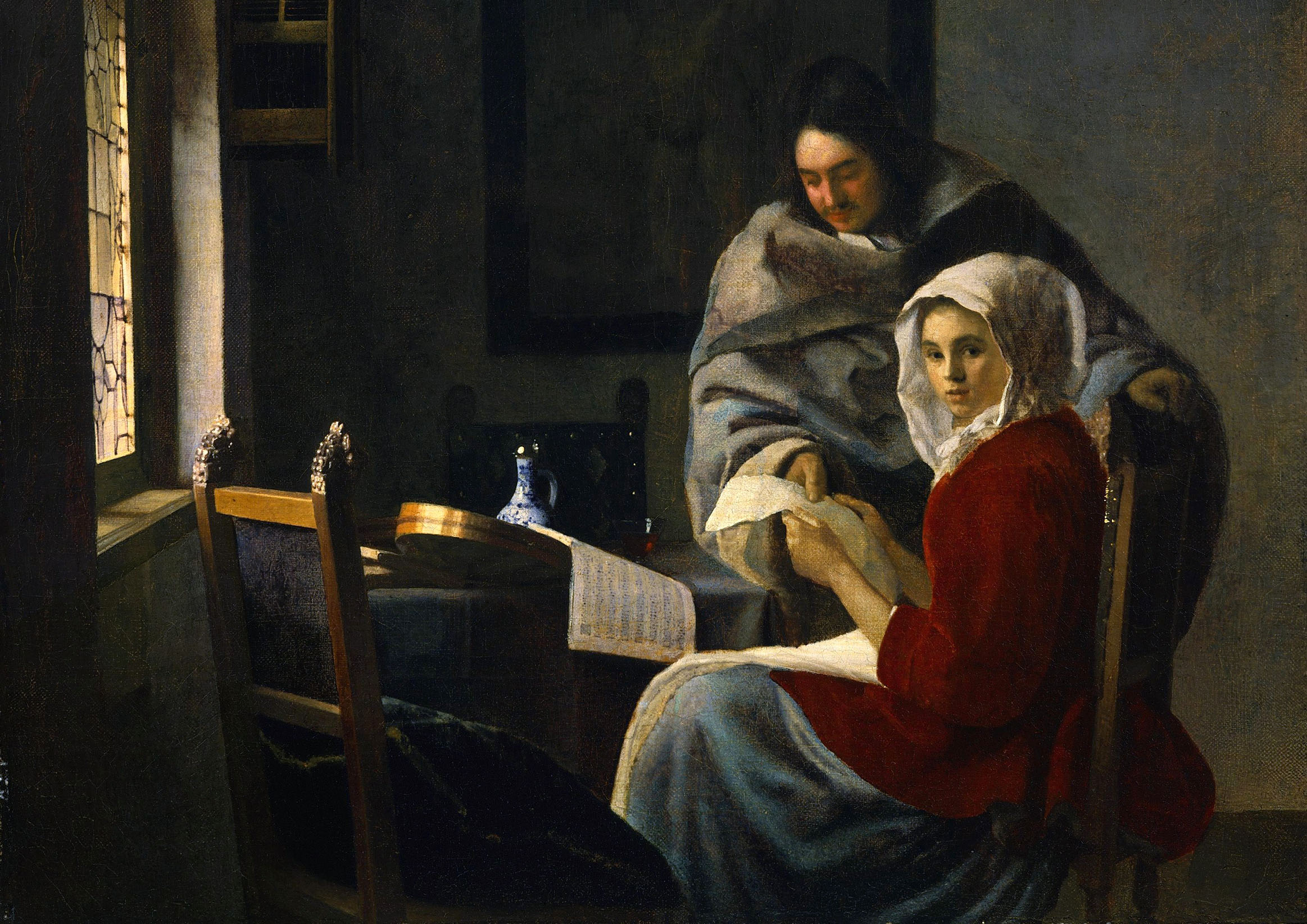 フェルメール　「稽古の中断」 　A2(420mm×594mm）アートポスター 日本製 絵画 インテリア 壁紙