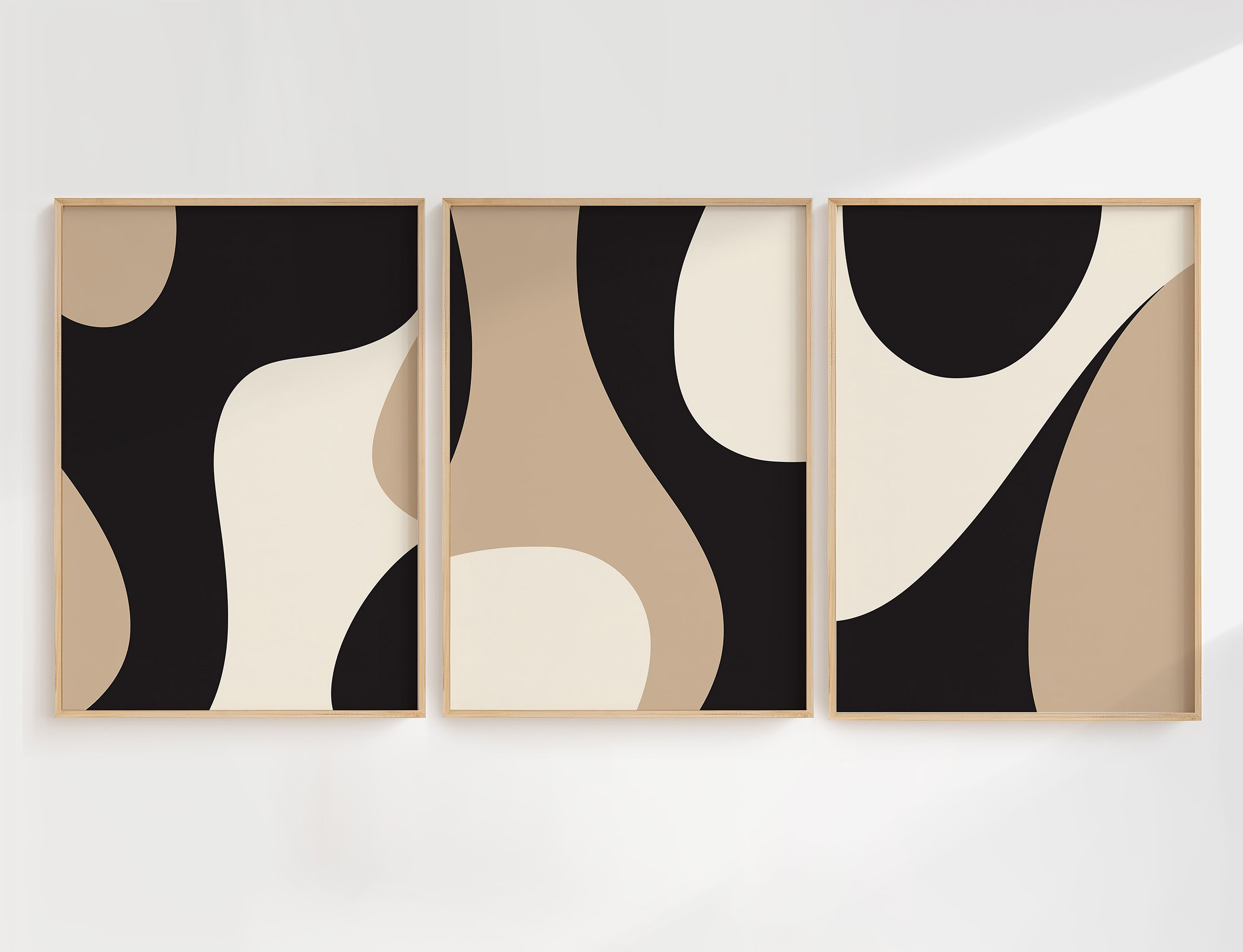 抽象画 ブラック、ベージュのアート A1（594mm×841mm)3枚セット アートポスター モダン 北欧 オシャレ ..
