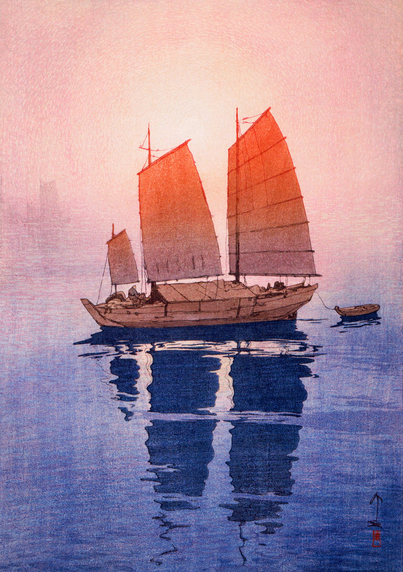 吉田博_瀬戸内海集帆船 朝 A3(297mm×420mm）アートポスター 絵画 日本製 インテリア 壁紙
