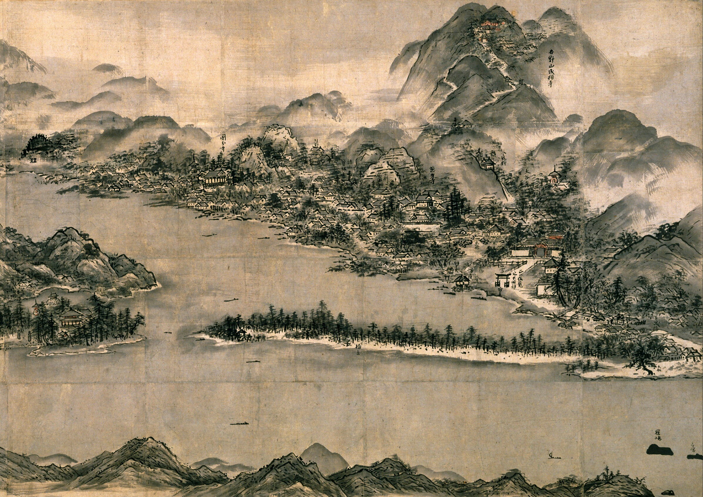 乐天商城 - 雪舟_天橋立図 A1(594mm×841mm）アートポスター 絵画 日本製 インテリア 壁紙