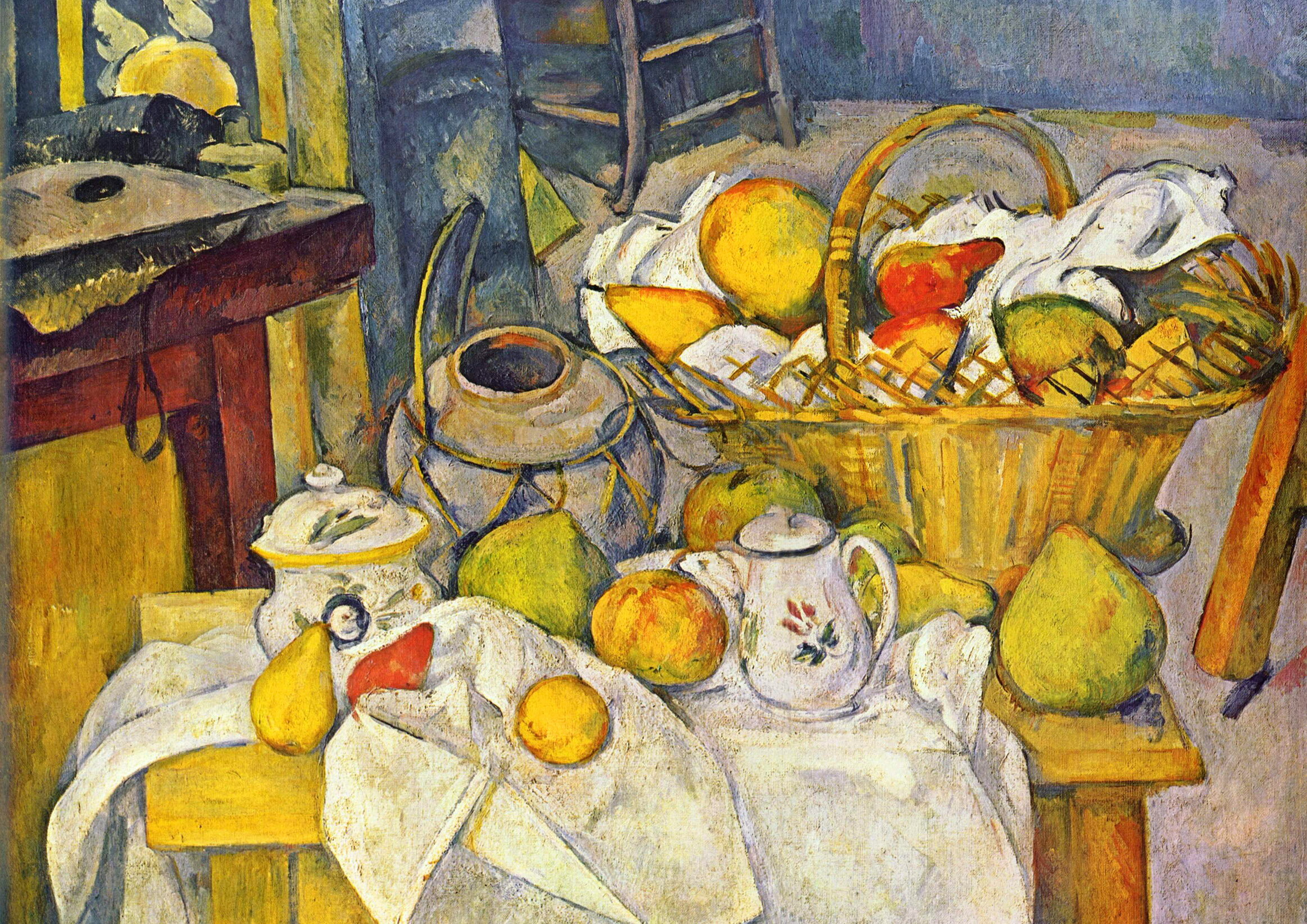 ポール・セザンヌ 果物籠のある静物 A2(420mm×594mm）アートポスター 絵画 日本製 インテリア 壁紙