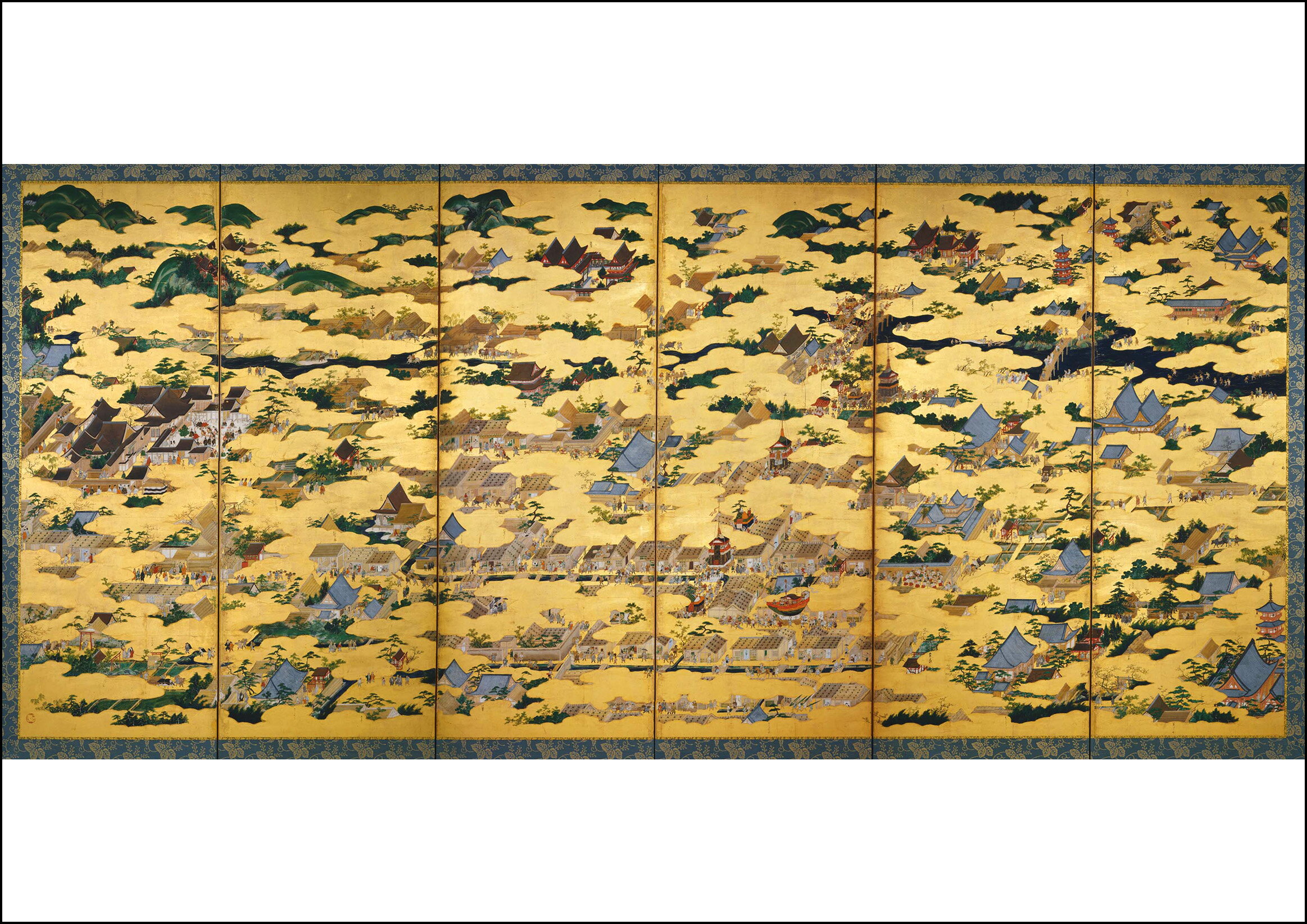 Posters （Art） - 国宝　洛中洛外図屏風　上杉本　A1(594mm×841mm）アートポスター 日本製 絵画 インテリア 壁紙