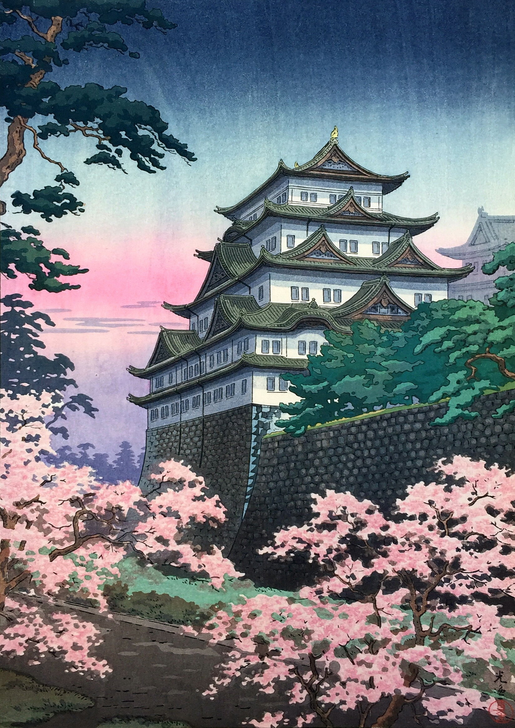 土屋光逸_名古屋城　A2(420mm×594mm）アートポスター 日本製 絵画 インテリア 壁紙
