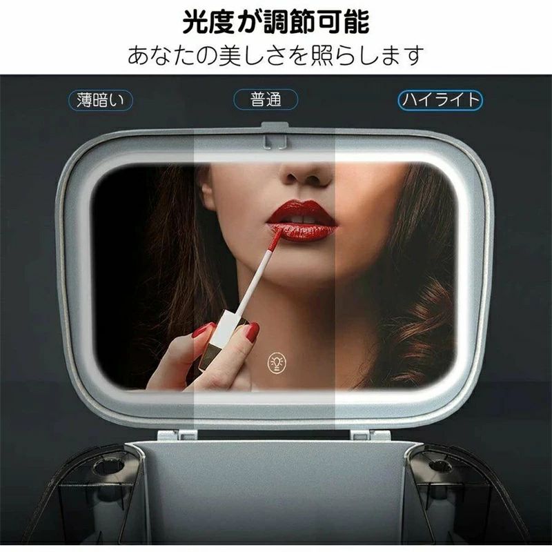 メイクボックスled鏡付き化粧品収納ボックス透明化粧品ケース大容量蓋付き防塵防水引き出し付き浴室洗面所整理簡単小物入れ多機能おしゃれ