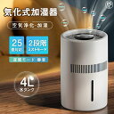 加湿器 大容量 卓上 4L 気化式加湿器 上から給水 加湿機 ハイブリッド加湿器 花粉 除菌 大範囲加湿 おしゃれ 人気 水漏れしない 2段階風量設定 お手入れ...