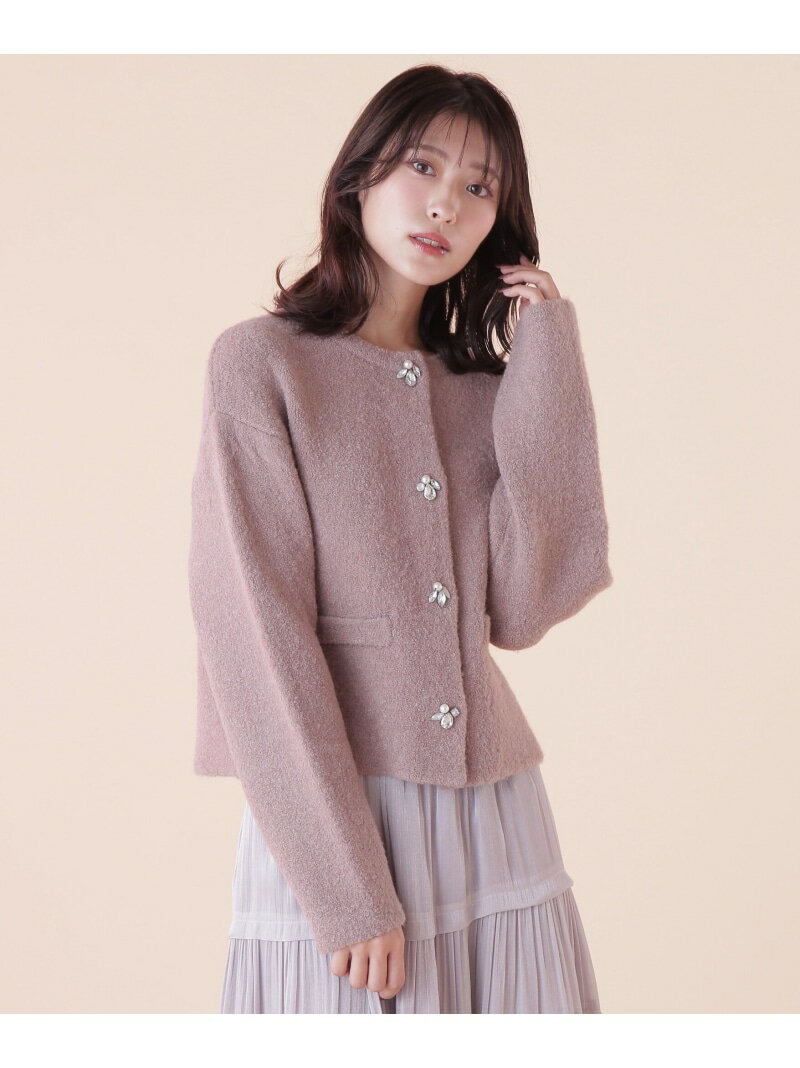 ◆ビジュー釦コーディガン JILL by JILL STUART ジル バイ ジル スチュアート トップス ニット ブラウン グレー ホワイト【送料無料】[Rakuten Fashion]のサムネイル