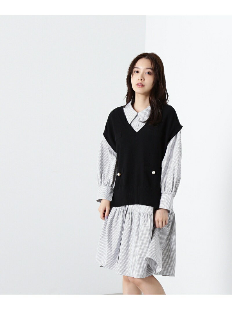 【SALE／50%OFF】ベストシャツワンピースセット WEB限定カラー:ブラック JILL by JILL STUART ジル バイ ジル スチュアート ワンピース・ドレス その他のワンピース・ドレス ブラック ホワイト ネイビー【RBA_E】【送料無料】[Rakuten Fashion]のサムネイル