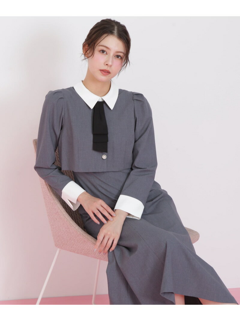 ジャケットレイヤードワンピース JILL by JILL STUART ジル バイ ジル スチュアート ワンピース・ドレス ワンピース グレー ブラック【先行予約】*【送料無料】[Rakuten Fashion]のサムネイル