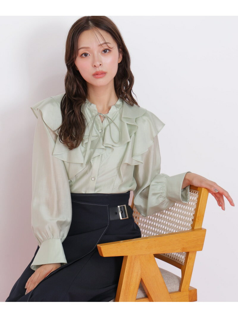 長袖ラッフルブラウス JILL by JILL STUART ジル バイ ジル スチュアート トップス シャツ・ブラウス ブラウン ホワイト【先行予約】*【送料無料】[Rakuten Fashion]のサムネイル