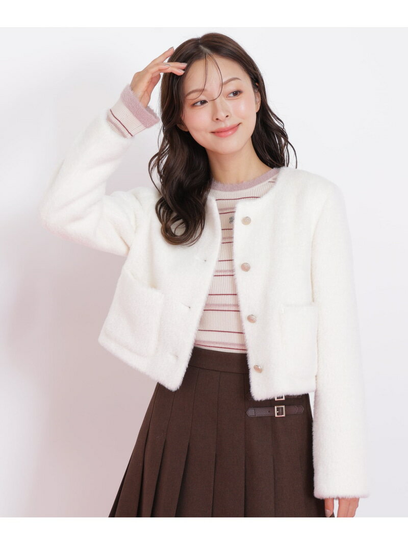 フェイクファーノーカラージャケット JILL by JILL STUART ジル バイ ジル スチュアート ジャケット・アウター テーラードジャケット・ブレザー ピンク ブラウン ホワイト【送料無料】[Rakuten Fashion]のサムネイル