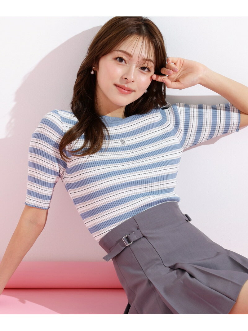 マルチボーダーニット JILL by JILL STUART ジル バイ ジル スチュアート トップス ニット ブルー ピンク ブラウン【送料無料】[Rakuten Fashion]のサムネイル