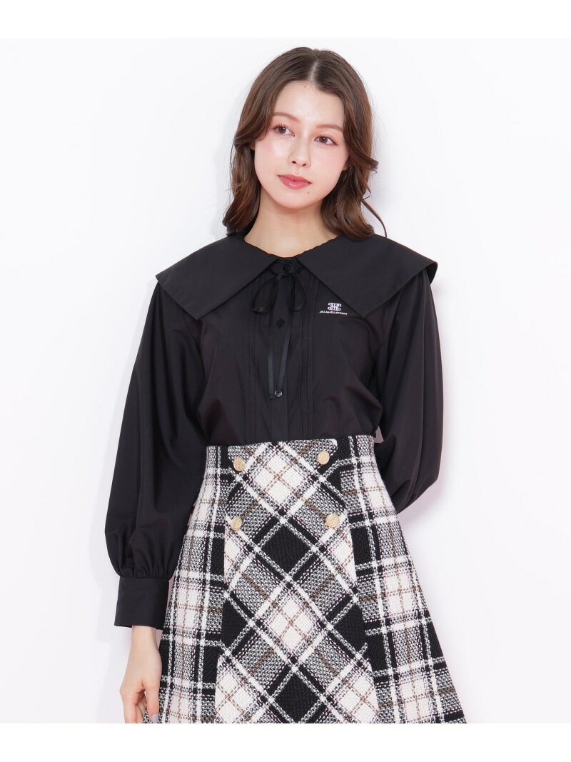 ビッグカラー短丈ブラウス JILL by JILL STUART ジル バイ ジル スチュアート トップス シャツ・ブラウス ホワイト ブラック ブルー【送料無料】[Rakuten Fashion]のサムネイル