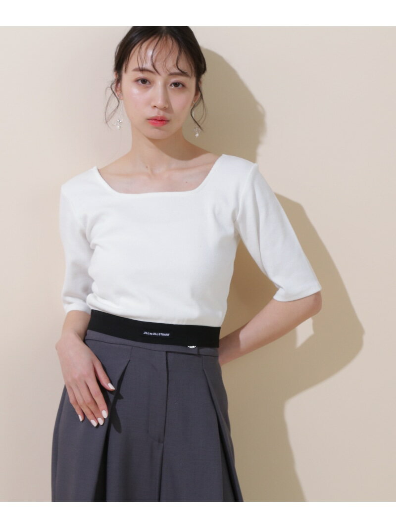 【SALE／60%OFF】《JILL by BASIC》ラインゴムTシャツ JILL by JILL STUART ジル バイ ジル スチュアート トップス カットソー・Tシャツ ホワイト レッド【RBA_E】[Rakuten Fashion]のサムネイル