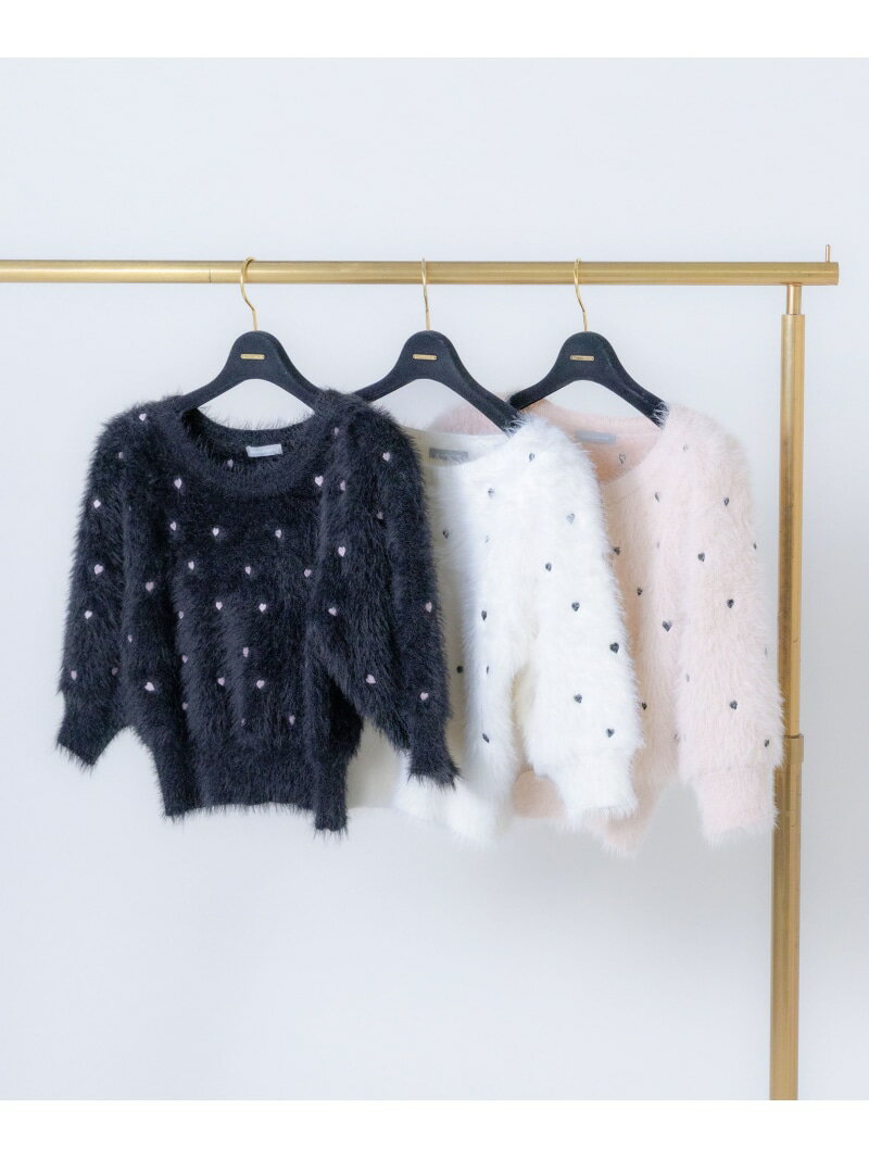 ハート刺繍シャギーニット JILL by JILL STUART ジル バイ ジル スチュアート トップス ニット ピンク ホワイト ブラック【先行予約】*【送料無料】[Rakuten Fashion]のサムネイル