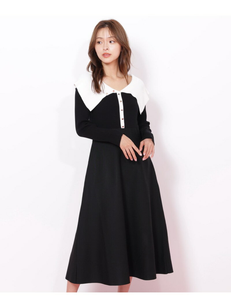 ビッグカラーニットワンピース JILL by JILL STUART ジル バイ ジル スチュアート ワンピース・ドレス ワンピース ピンク ベージュ グレー ブラック【先行予約】*【送料無料】[Rakuten Fashion]のサムネイル