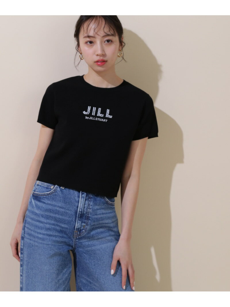 ジル スチュアート 服 レディース パールロゴコンパクトニットトップス JILL by JILL STUART ジル バイ ジル スチュアート トップス ニット ブラック グレー ホワイト ピンク【送料無料】[Rakuten Fashion]