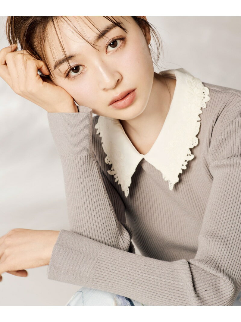 衿付きリブニット JILL by JILL STUART ジル バイ ジル スチュアート トップス ニット グレー ブルー ブラック【送料無料】[Rakuten Fashion]のサムネイル