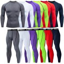 【S〜3XL】コンプレッション ウェア 上下 セット メンズ 長袖 シャツ + ハーフ ロング パンツ 2点セット スポーツウェア トレーニングウェア コンプレ...