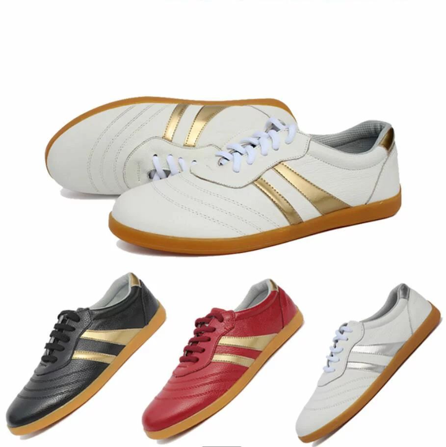 ギフト 太極拳シューズ 21.5cm〜27.5cm大人用 子供用 牛革 男女兼用太極拳靴 スポーツスニーカー 柔らかい トレーニングシューズ 練功靴 履きやす...