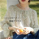 THOM WILLS 新生活 シフォンブラウス 花柄 長袖 レディース ブラウス 春 秋 長袖ブラウス ボートネック ゆったり 体型カバー 花柄ブラウス エレガ...
