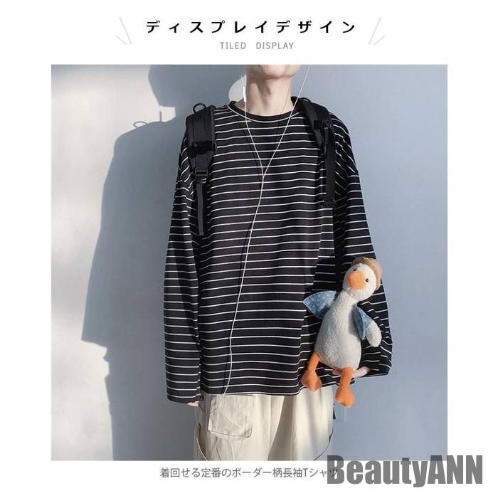 新生活 Tシャツ メンズ レディース ユニセックス ボーダー柄 長袖 ゆったり ゆるTシャツ 柄Tシャツ ラウンドネック 男女兼用 トップス プルオーバー 秋新作 秋 春 冬 秋ファッション 冬物 春物 秋物 プレゼント ギフト