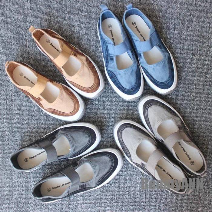 新生活 スリッポン レディース ズック靴 帆布靴 スニーカー ローカット リラックス レトロ風 ドライビングシューズ オシャレ 配色 疲れにくい プレゼント ギ...