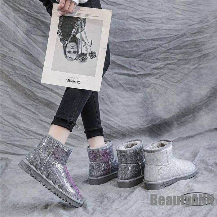 新生活 ムートンブーツ レディース ブーツ ショートブーツ 2way フラット ぺたんこ 防寒 内ボア ファー 黒 キラキラ プレゼント ギフト