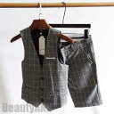 新生活 グルームズマン グレー チェック柄 格子 アッシャースーツ メンズ服 ハワイスタイル フォーマル ベスト/ハーフパンツ ベスト/長ズボン カジュアル ス...