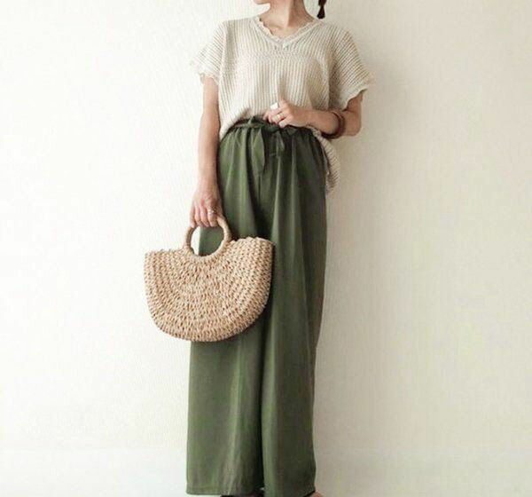 ガウチョパンツ ワイドパンツ 凹凸感 エンボス加工 ワイドパンツ ノンストレス ウエストゴム リボン結び 伸縮性 生地 ボトムス レディース 母の日 プレゼント