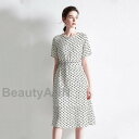 THOM WILLS パーティドレス セレブファッション 90%シルク aラインワンピース 夏新作 半袖 女性らしいシルエットのパーティドレス 体型カバー ロン...