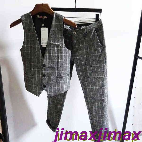 新品 グルームズマン グレー チェック柄　格子 アッシャースーツ メンズ服 ハワイスタイル フォーマル ベスト/ハーフパンツ ベスト/長ズボン カジュアル スリム 結婚式　お祝い 五分丈 長ズボン パンツ