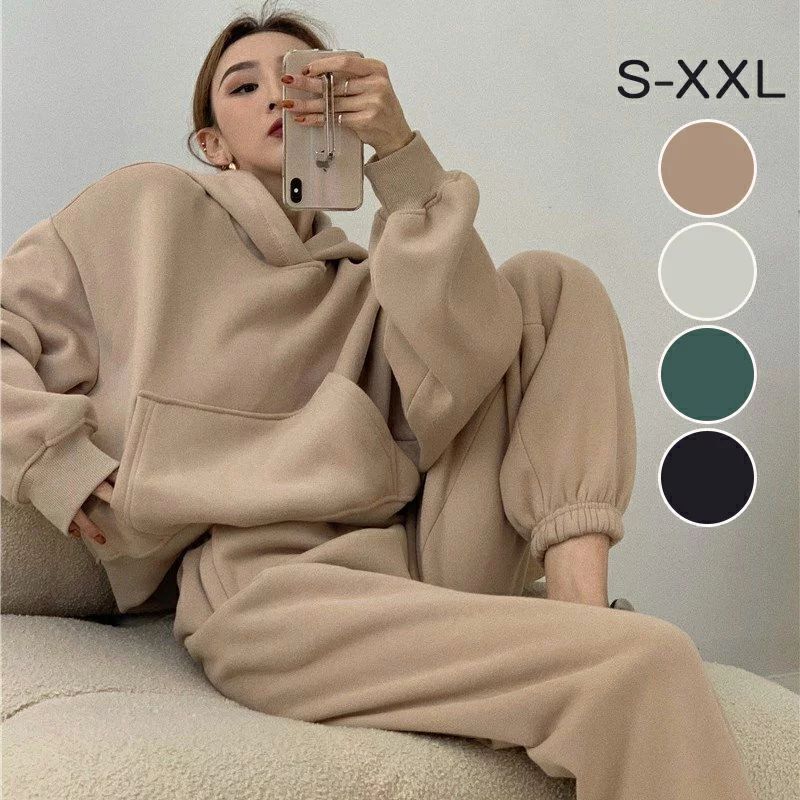 【楽天スーパーSALE割引商品】セットアップ レディース 秋冬 韓国風 きれいめ 上下セット 秋冬新作 レディース カジュアルファッション スーツ スウェット プラス ベルベット 厚手 レギンス ツーピース スポーツウェア 2点セット プレゼント