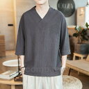 Tシャツ メンズ Vネック 半袖 綿麻風 カットソー 刺繍 トップス カジュアル シャツ 涼しい リネン 夏 夏服 夏物 きれい目 メンズファッション